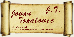 Jovan Topalović vizit kartica